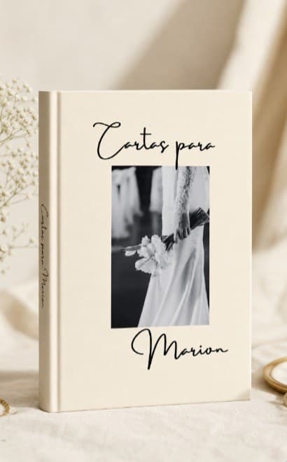 Libro de cartas encuadernado en tapa dura, con el título en el lomo